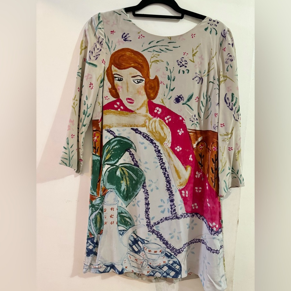 Anthropologie HD Paris silk shift dress